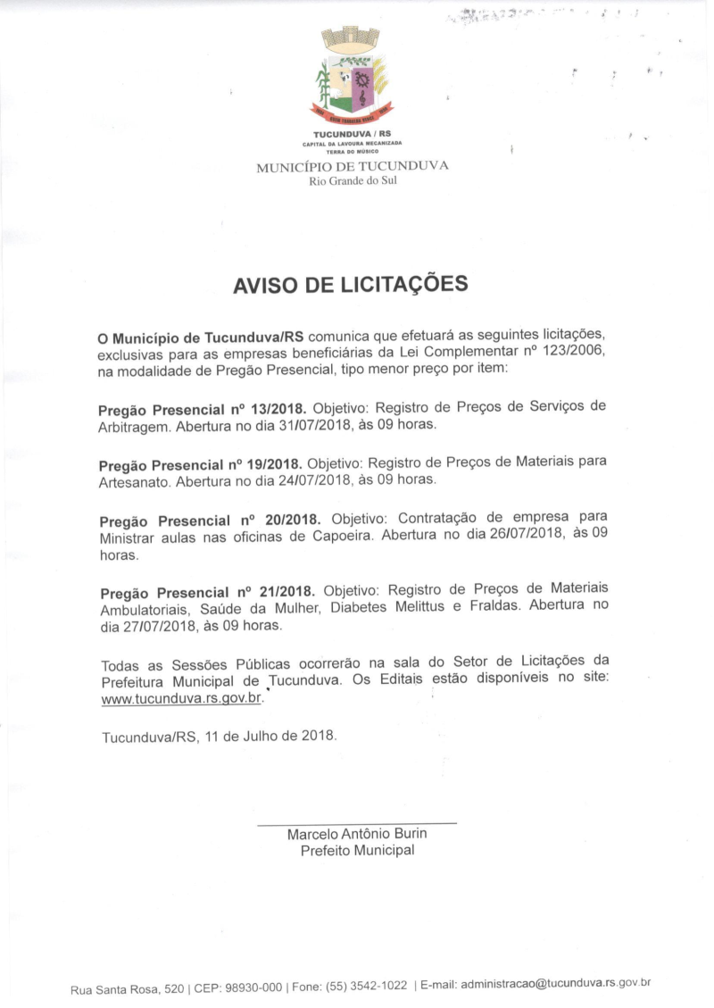 AVISO DE LICITAÇÕES 